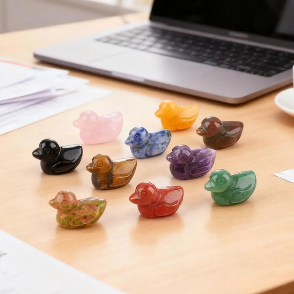 Mini Duck Ornament Micro Landscape Decoration Hand-carved Duck Shape Miniature Sculpture Energy Figurine for Desk Car Unique