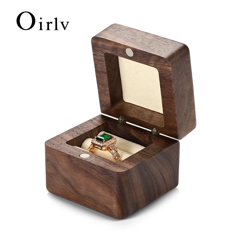 

Oirlv Solid Wood Double Ring Box for Men And Women Wedding Proposal Jewelry Gift Storage Box Eco-Friendly Wooden Ring Case