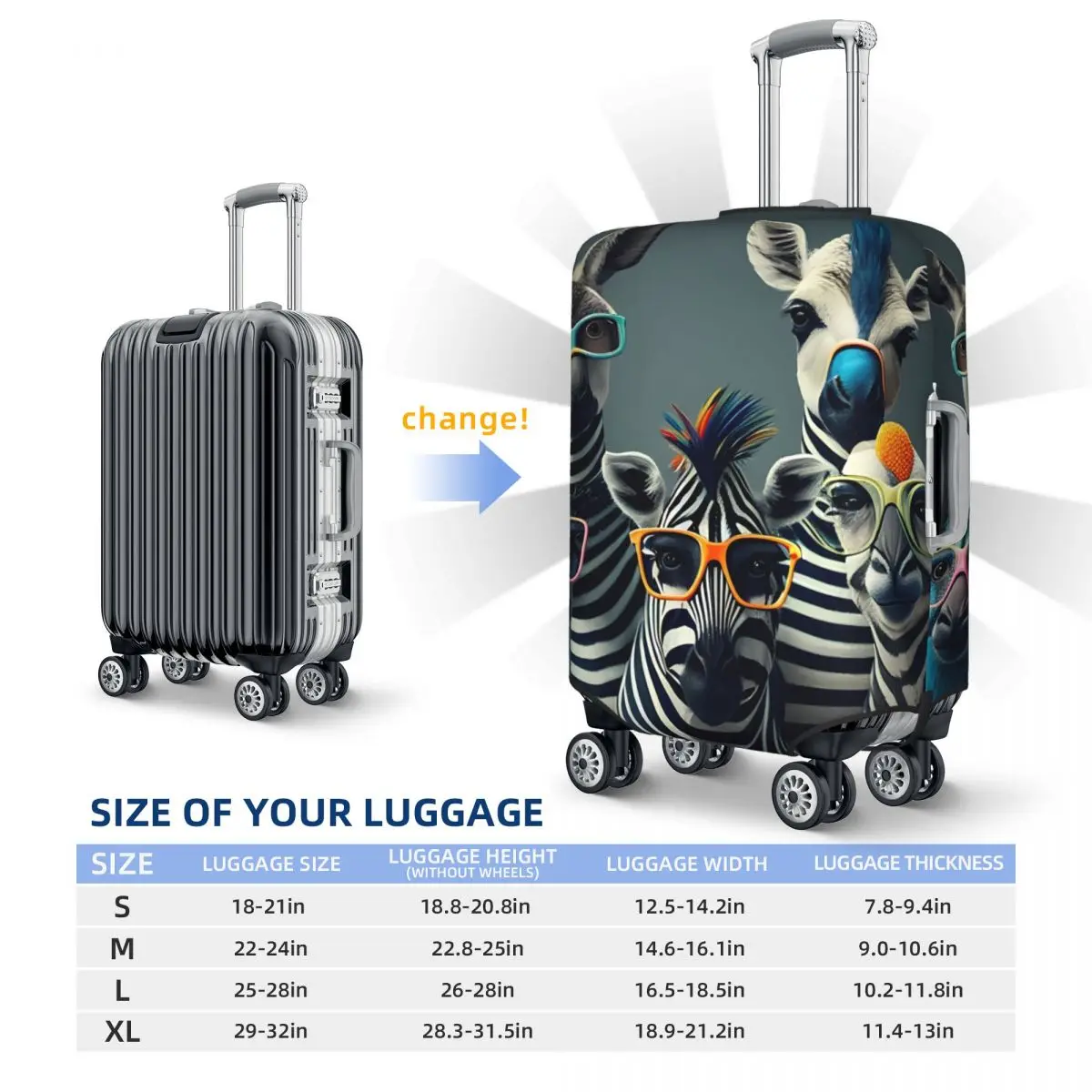 Stripe Animals Suitcase Cover Funny Horse Useful Cruise Trip Protector Luggage Case Flight