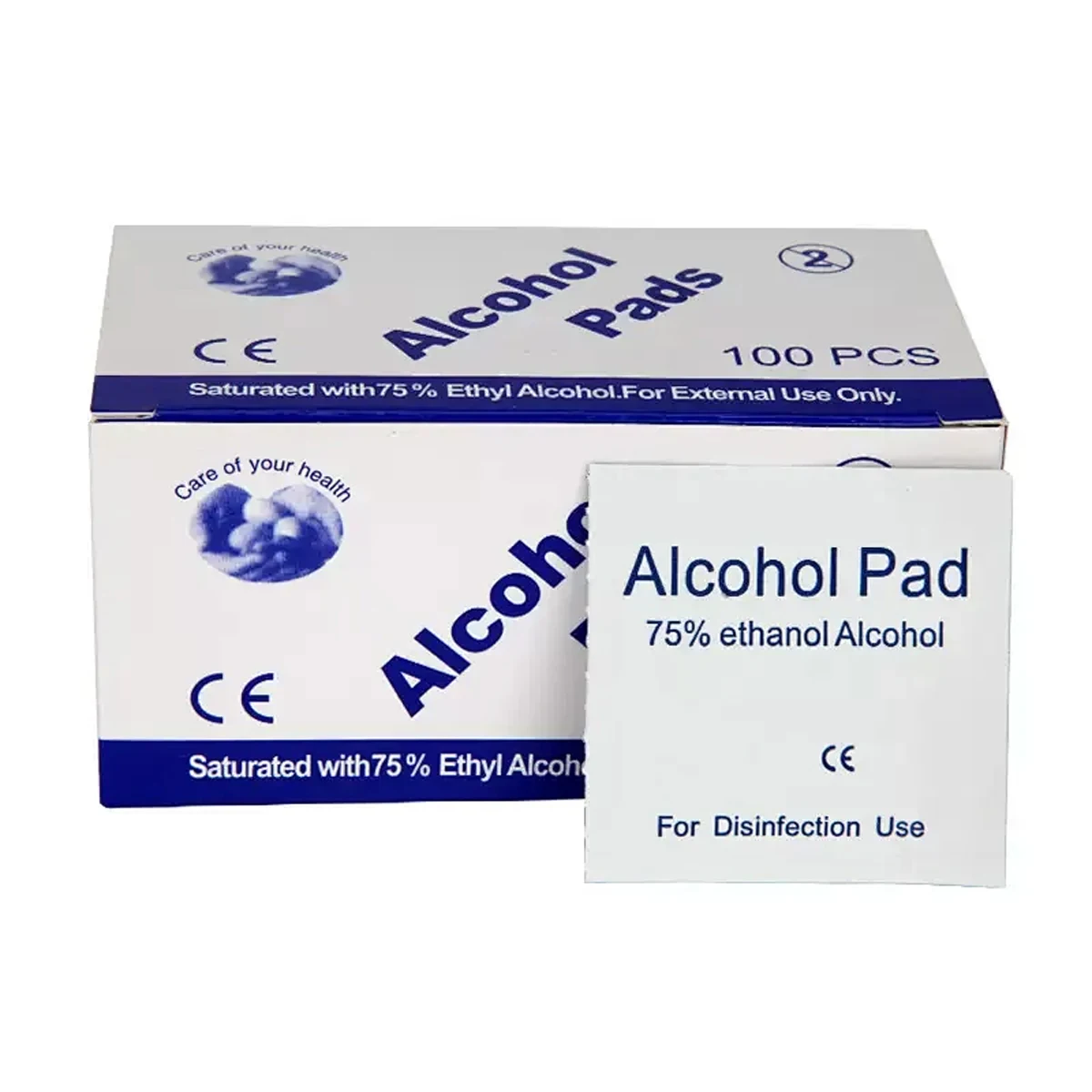 100 pieces of 75% alcohol disinfectant cotton pads, used for cleaning mobile phone screens and lenses, ear canal disinfection al