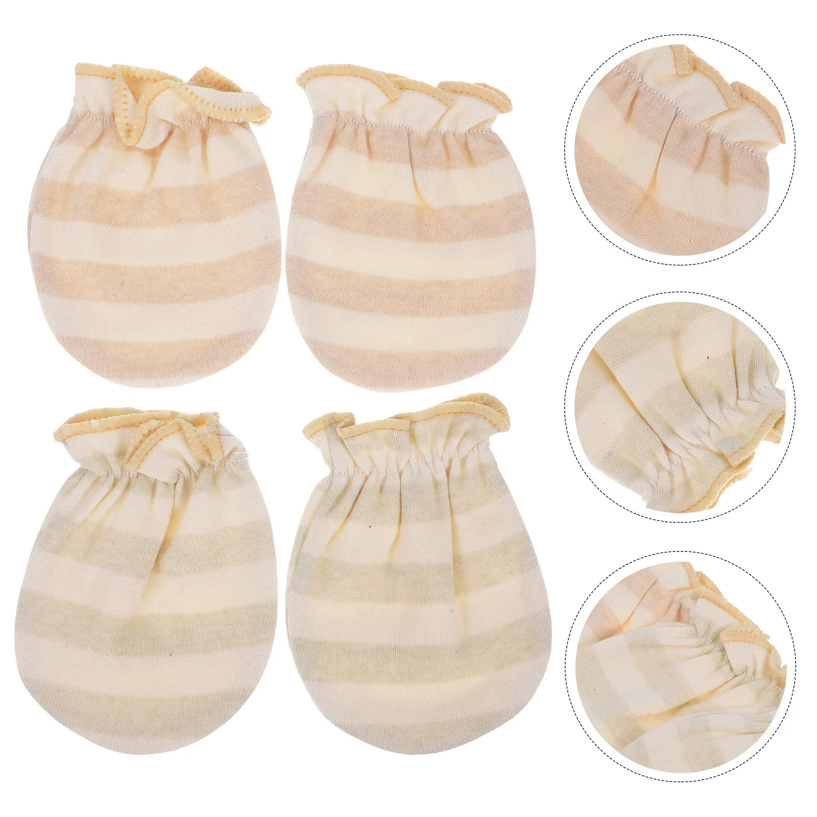 

2Pairs Baby Mittens Newborn No-Scratch Cotton Infant Mitts Soft Breathable Anti-Chew Protective Newborn Girl Mittens