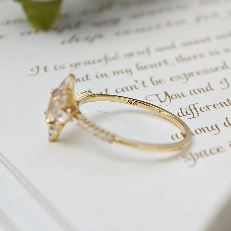 LAMOON Natural Labradorite Ring For Women Gemstone Star Ring 925 Sterling Silver Gold Vermeil Jewelry Wedding Engagement Ring