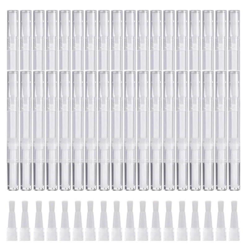 20/30/50pcs 3ML Empty Nail Oil Pen with Brush Transparent Twist Pens Cuticle Oil Pen Cosmetic Container Pen Lip Gloss Tube