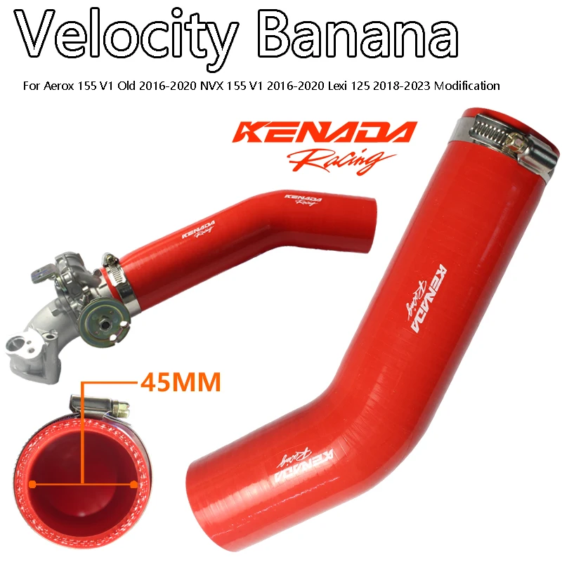 KENADA RACING Velocity Banana Racing Throttle Body Intake Hose For Aerox 155 V1 Old NVX 155 V1 16-20 Lexi 125 18-23 Modification