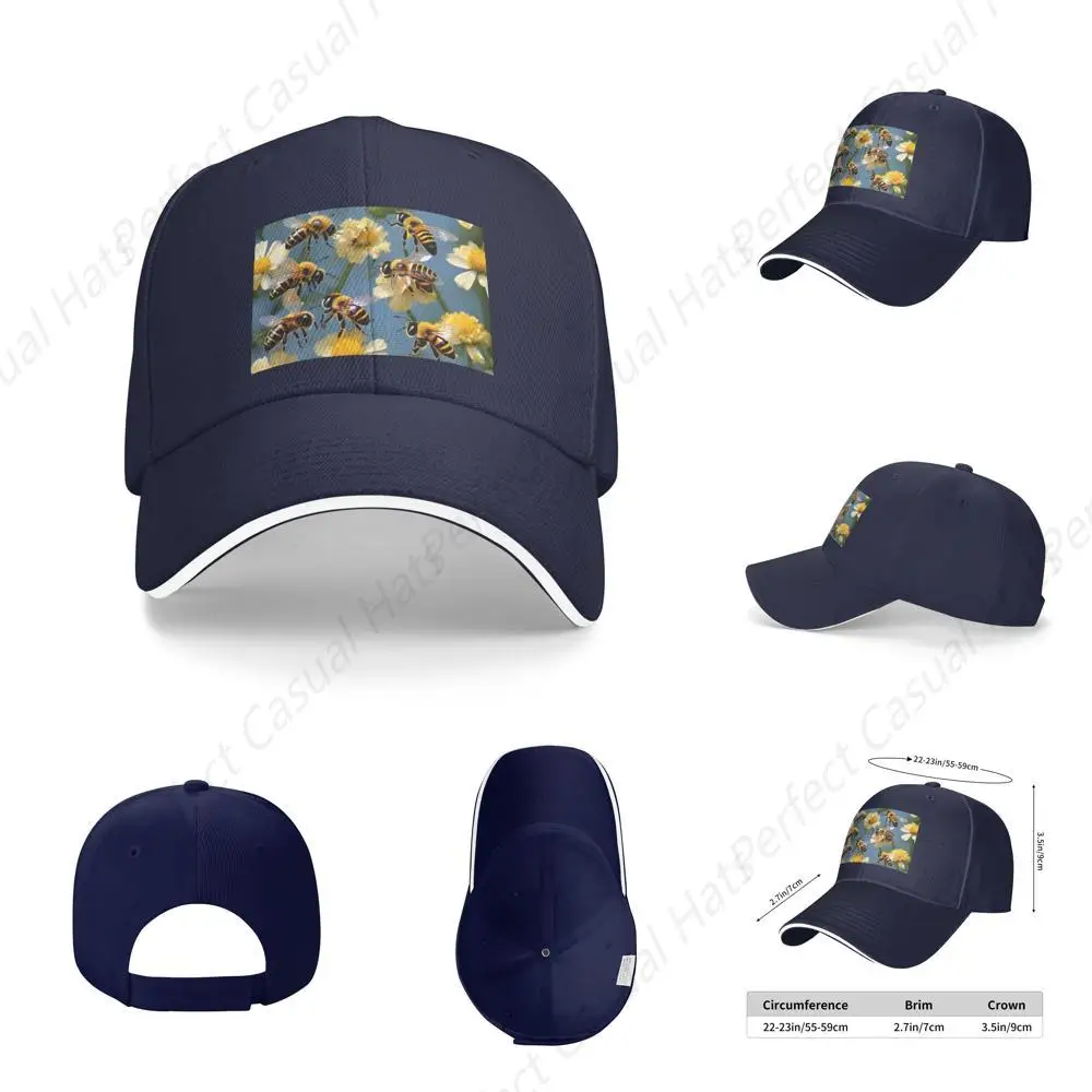 Funny Honey Bees Flowers Print Caps Peaked Caps Trucker Hat Men Women Outdoor Sport Travel Sun Visor