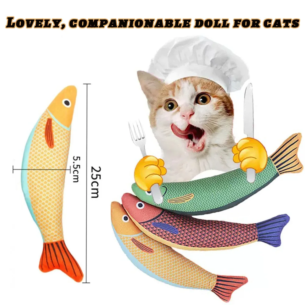 

Creative Fish Shape Cat Toys– Durable Plush Teething Toy – Bite Resistant – Interactive Self-Play Cat Toy with Sound