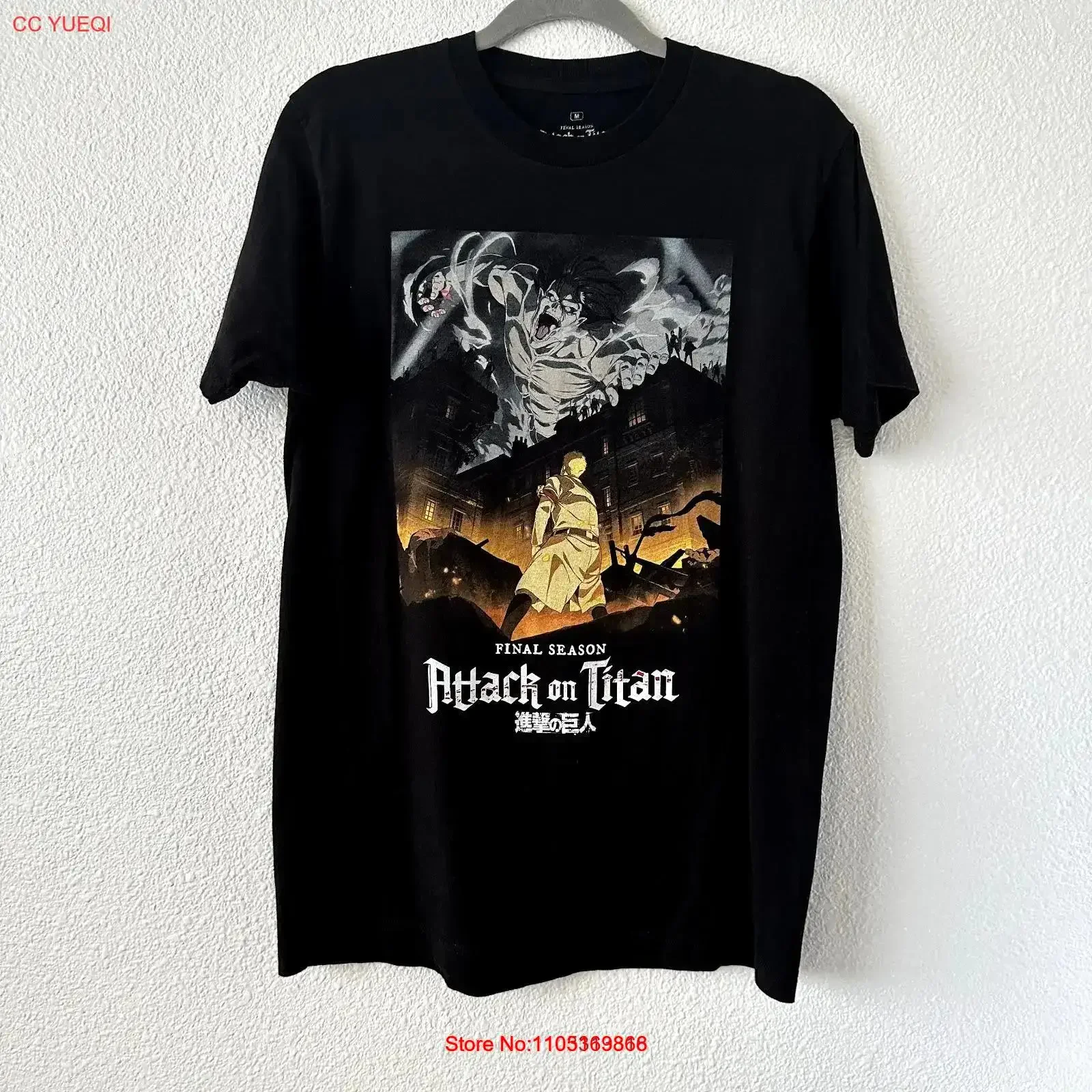 Attack On Titan Anime Black  T Shirt Men's Size M vintage Washed Versatile Casual Stylish Top For Everyday Wear graphic