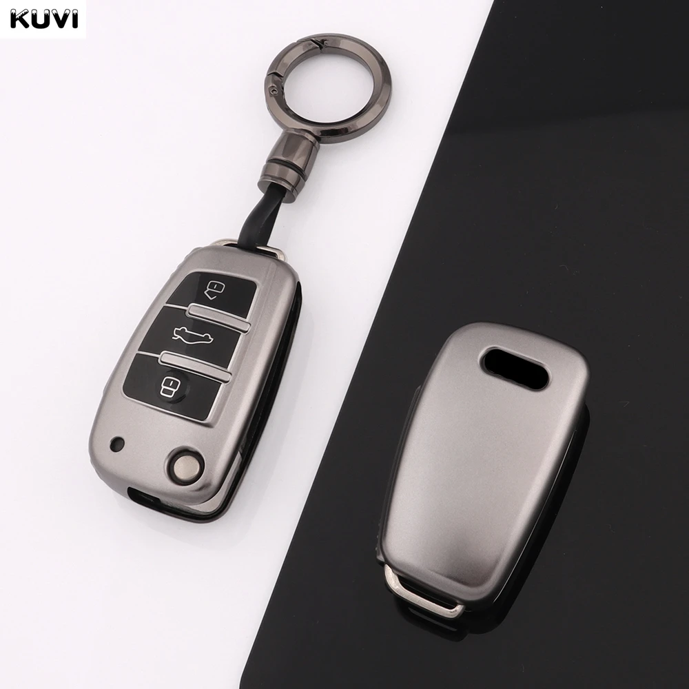 TPU Car Flip Key Case Cover Shell Fob For Audi A3 8L 8P A4 B6 B7 B8 A6 C5 C6 4F RS3 Q3 Q7 TT 8L 8V S3 Protector Holder Keyless