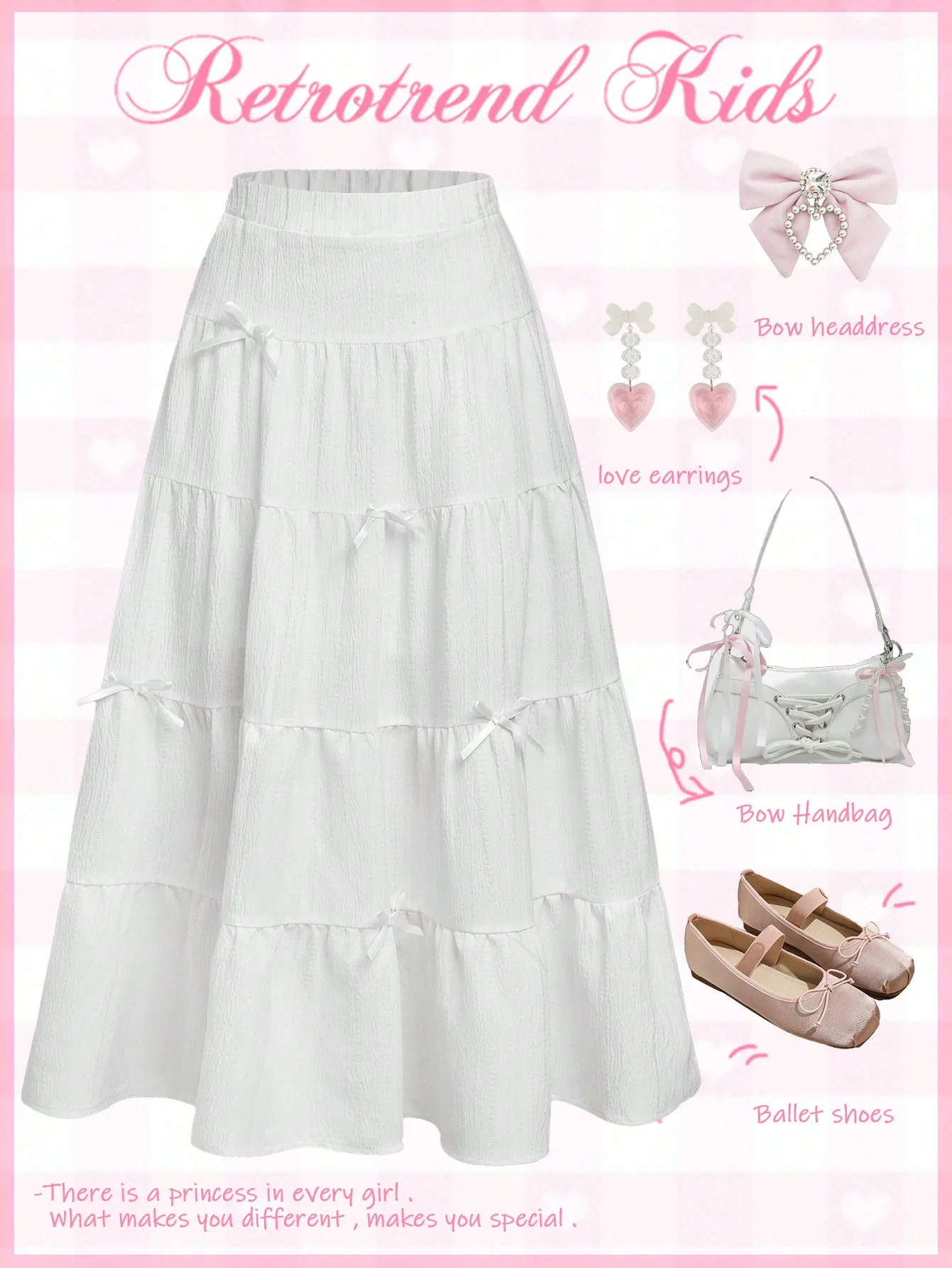 

Белая многоярусная юбка макси с бантом для девочек, для весны, лета и осени