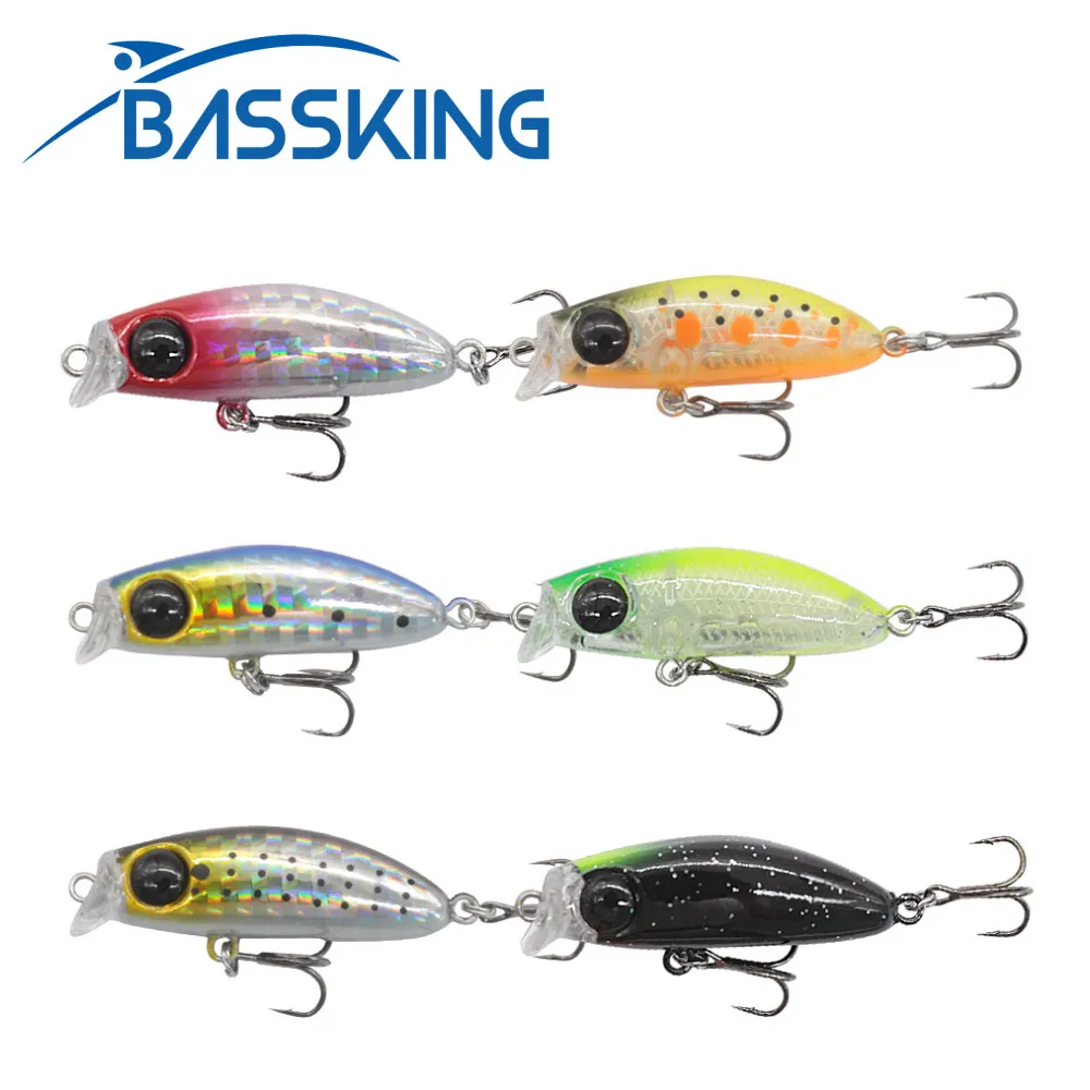 BASSKING Fishing Lures Mini Micro Minnow 4cm 2.8g Jerkbait Bass Pike Mini Crankbait Wobblers Swimbait Professional Hard Bait