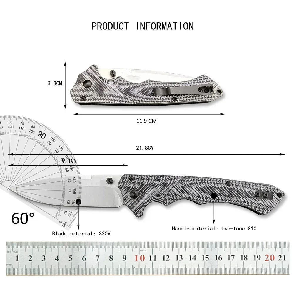 BM 615BK Folding Knife S30V Blade G10 Handle Outdoor Survival Camping Hunting Tactical Pocket Knives Rescue EDC Sharp Tools