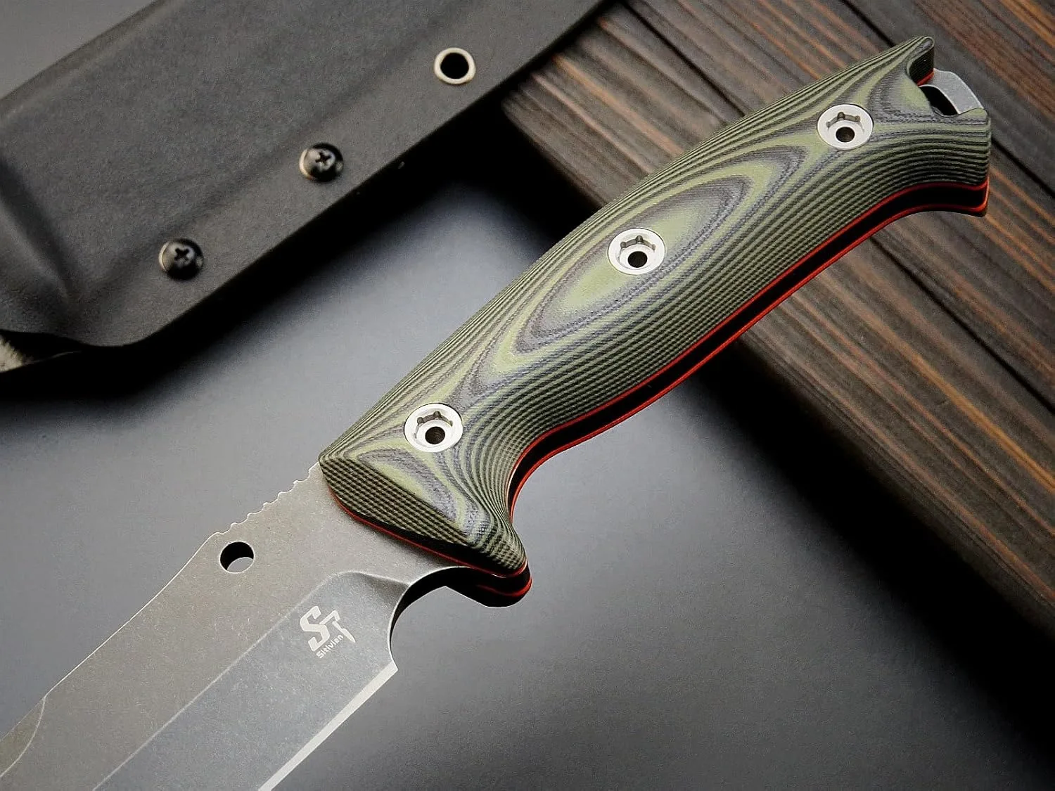 Sitivien ST11 Fixed Blade Knife DC53 Stonewashed Steel Blade Double Color G10 Handle Full Tang Knife EDC Tool Knife for Outdoor