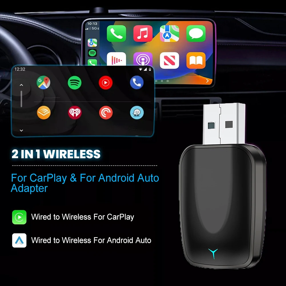 محول سيارة لاسلكي للملاحة داخل السيارة، محول سيارة أسود، سهل التركيب، أداء موثوق، واجهة USB