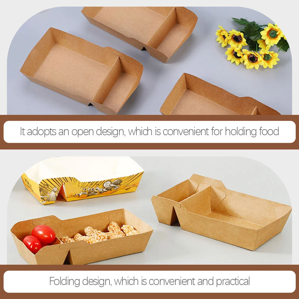 50 Pcs Kraft Paper Snack Box Cup Boxes Fried Snacks Container for Party Containers French Fries Serving Popcorn Tray Bag