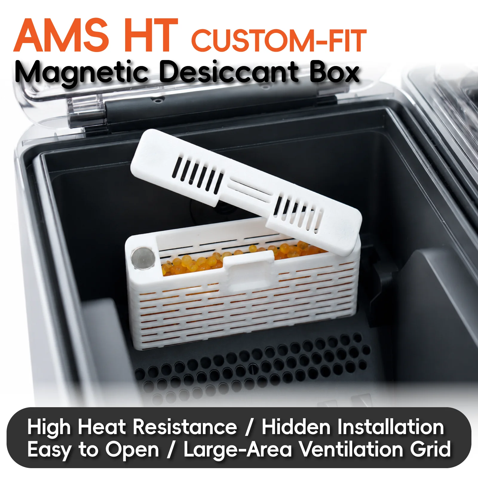 AMS HT Magnetic Desiccant Dry Box for Bambu Lab, Filament Moisture-Proof Storage Moisture Absorber, 3D Printing Accessories