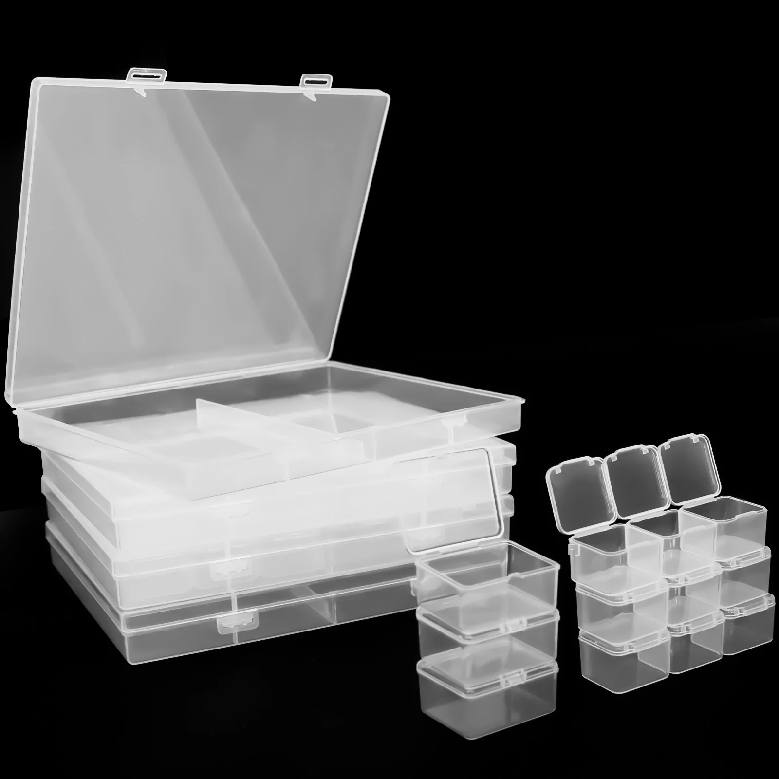 

[YU]4 Pack Clear Plastic Bead Storage Organizer Box 23 Grids Small Bead Storage Case For Bracelet Making