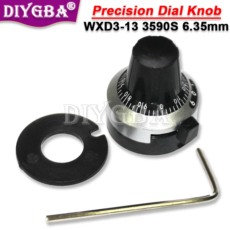 3590S 6.35mm WXD3-13 Potentiometer Precise Dial Knob Lockable Hat