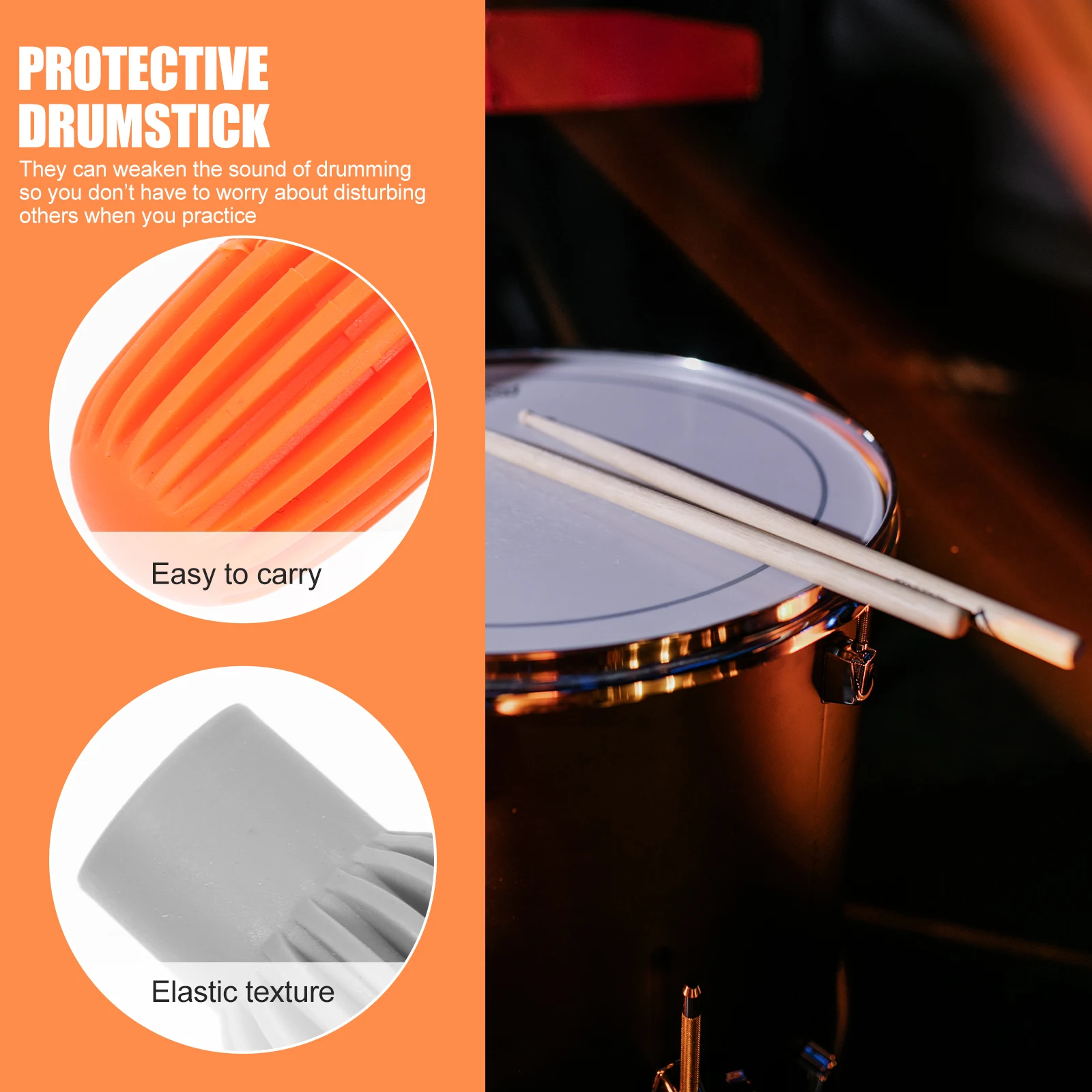 

4 Pcs Drumstick Covers Silicone Mute Practice Fits Most Drumsticks Lightweight Portable Storage Weakens Sound Long Use High