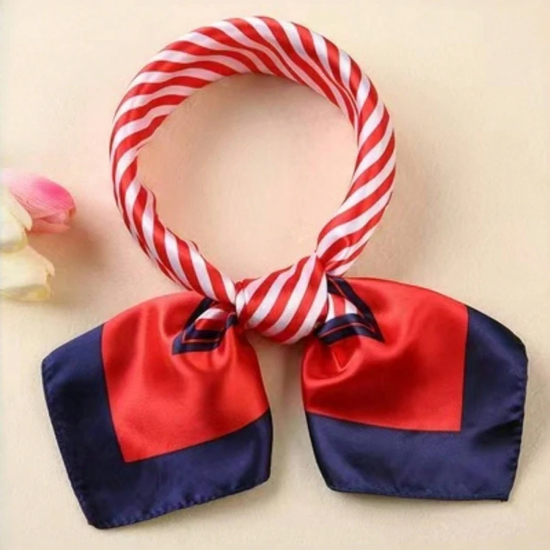 Simple Satin Scarf for Women,elegant Versatile Breathable Silk Imitation Scarf Shawl for Tourism,Daily Commuting Small Collar image 5