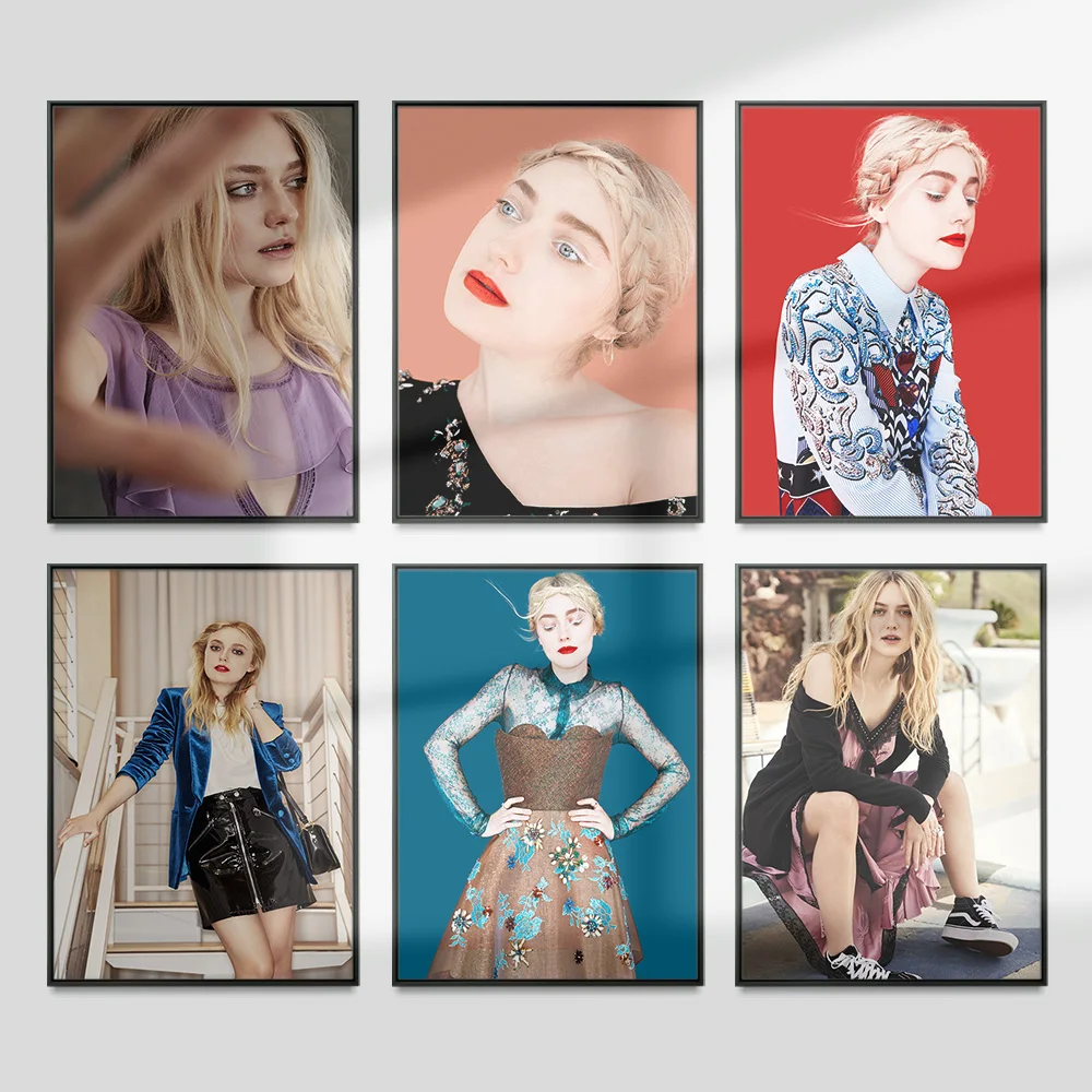 Hannah Dakota Fanning Actress Photo Print Art Star Fashion Modern Canvas Painting Bedside Background Wall Stickers Home Decor