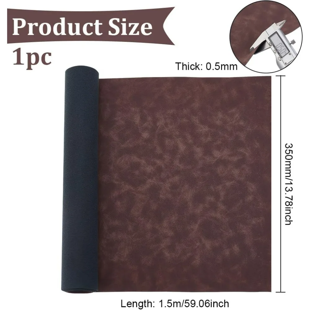 59x13.7 Inches Suede Leather, Frosted Faux Leather Roll Brown Soft Faux Suede PU Suede Sheets Leatherette Fabric for DIY