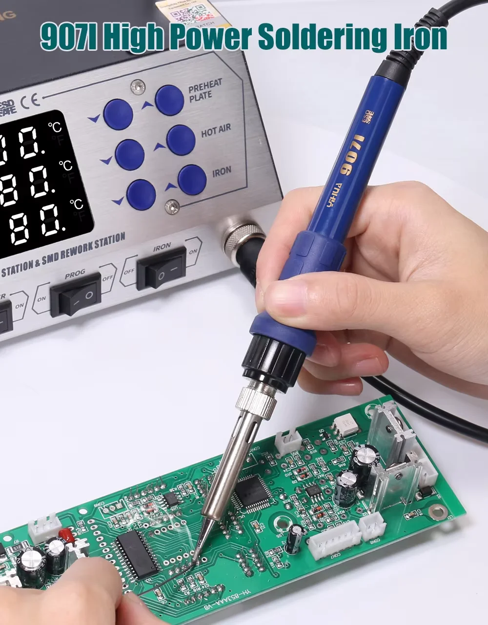 YIHUA 853AAA+ 3 in 1 열풍기, 예열판, 60W PID 온도 조절 납땜 인두