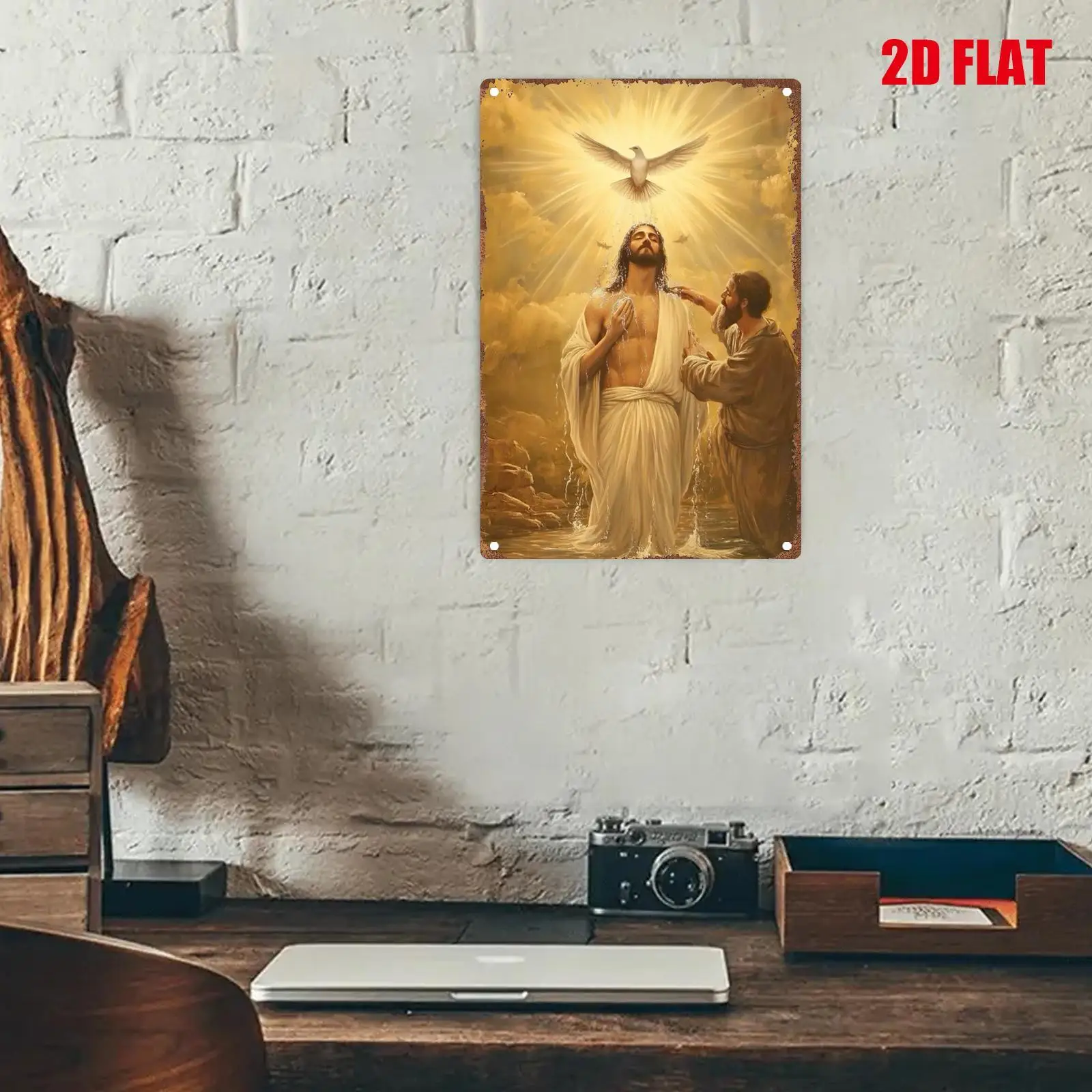 نمط المعمودية 2D طباعة مسطحة لوحة حديد معدنية 1 قطعة 8x12 بوصة مربع جدار الفن اللوحة الزخرفية