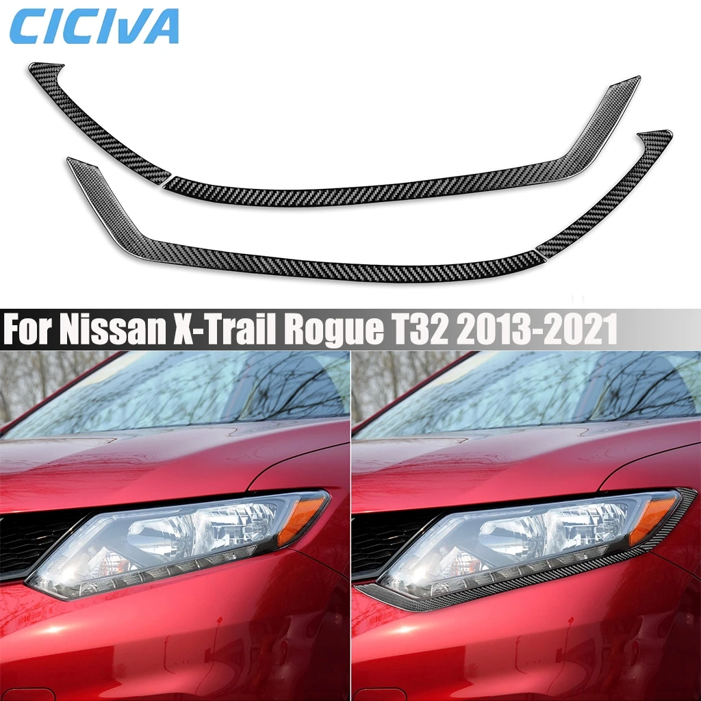 

Carbon Fiber Car Accessories Headlight Header Exterior Cover Modified Trim Soft Sticker For Nissan X-Trail Rogue T32 2013-2021