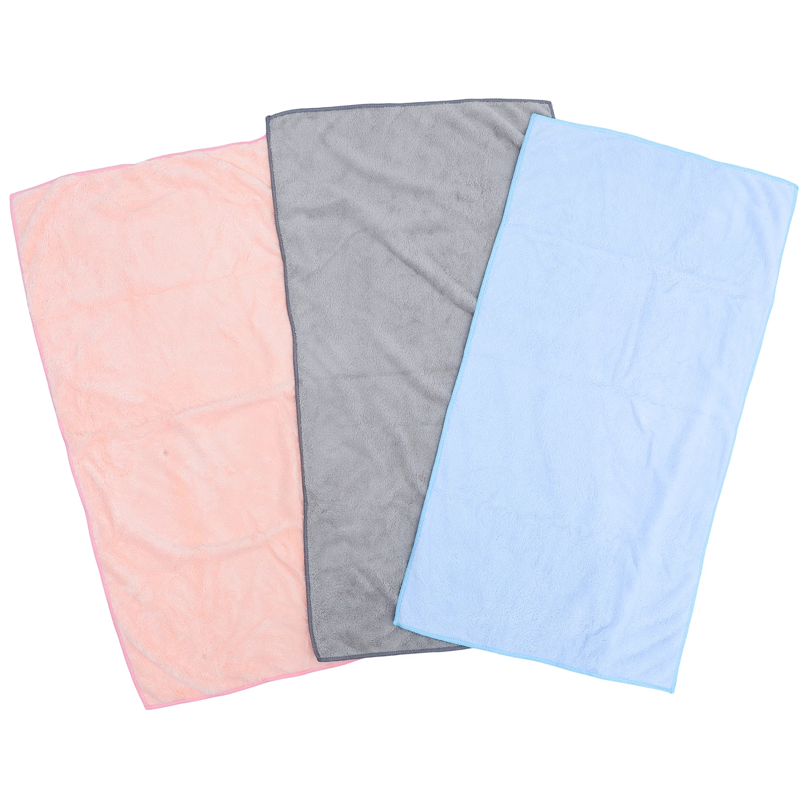 

3 Pcs Fleece Towel Absorbent Bath H Face Large Pink Grey Blue Absorbent Face Towel Spa Reusable Hotel