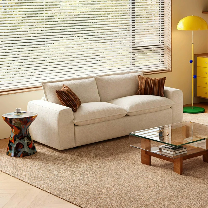 Straight couch Split Linen Sofa Tofu Block Removable Washable Living Room Sofa Multiple Wide Deep Seating Home room furniture