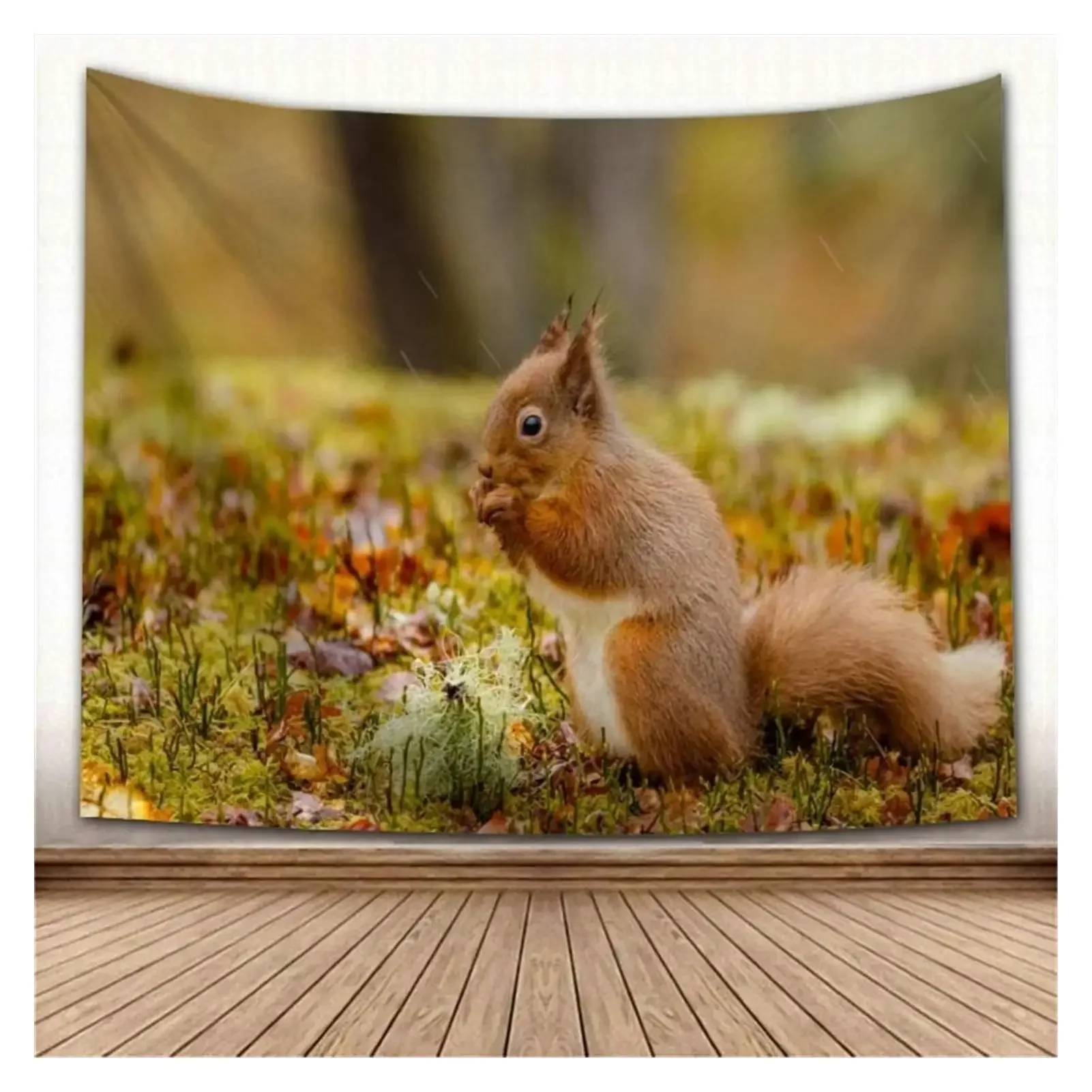 

Nature Landscape Tapestry Squirrel Cute Animal Tapestry White Flowers Tapestry Wall Hanging Decor for Bedroom Living Room Dorm
