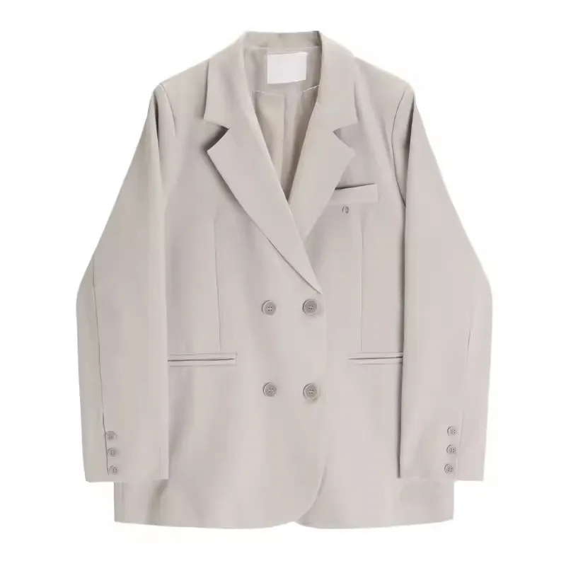 Veste Vintage à Manches sulfet Col Cranté pour Femme, Manteau Décontracté, Couleur Unie, Trempé, Rouge, Beige, Noir, Printemps