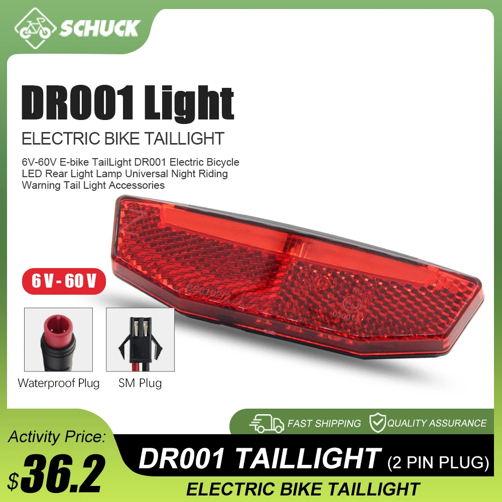 

Electric Bicycle LED Rear Lights DR001 6V-60V SM/WP Plug Electric Scooter Mountain BikeTaillight 2PIN Connector Parts ﻿