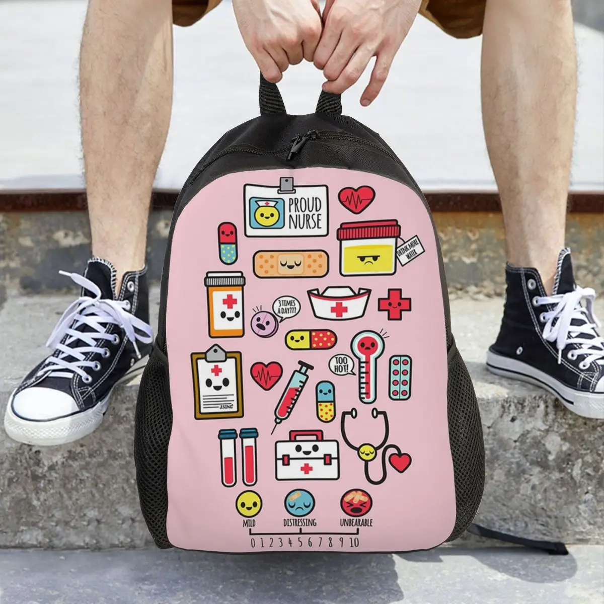 

Proud To Be A Nurse Pink Backpack Hot Sale Daypack Large Capacity Children BookBag School Bag Shoulder Bags for Men Women