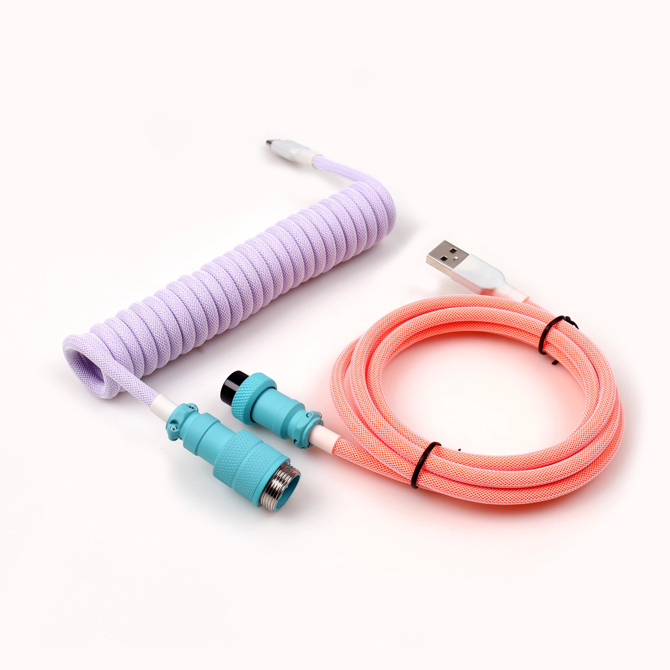 LANO USB A auf Typ C für mechanische Gaming-Tastatur, doppelt ummanteltes Kabel mit abnehmbarem GX16-Flieger-Spiralstromkabel 4