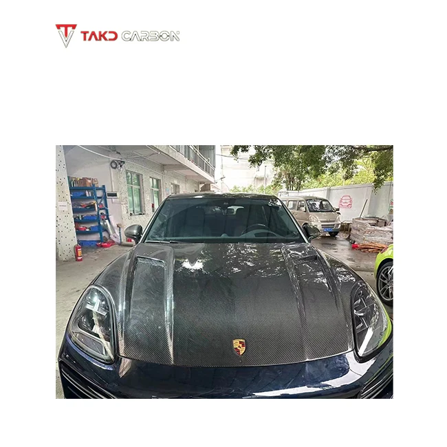 

TAKD Universal Rear Spoilers Ease the Burden Dry Carbon Fiber Engine Hood Bonnet for Porsches Cayenne 2018-UP
