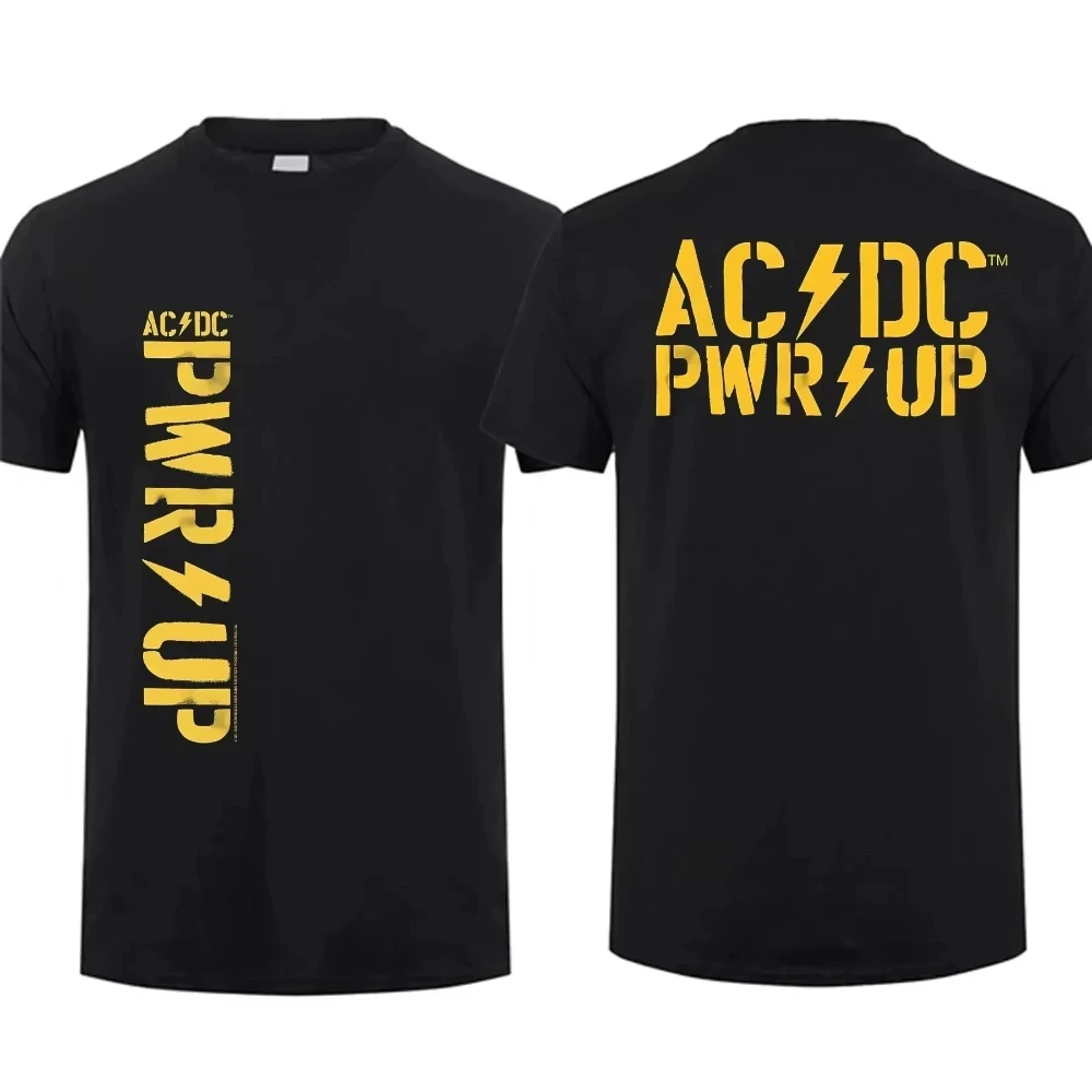 2025 Hot Sale Summer Cotton Legendary Band AC Power Up DC Black T Shirt Men Short Sleeves Cool Hip Hop Streetwear T-shirt