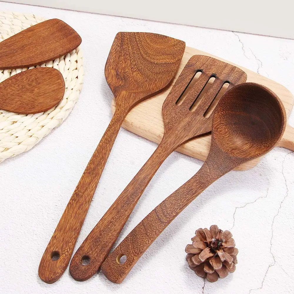 Wooden Meat Kitchen Tools Vegetable Mixing Spoon Cooking Shovel Soup Scoop Ladle Rice Spatula