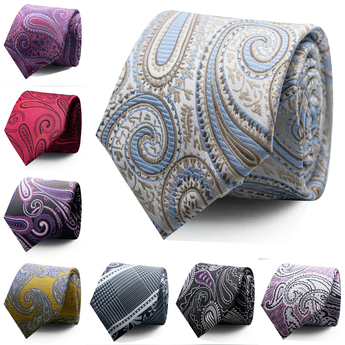 Men's Luxury Tie with Exclusive Paisley Design, Wedding Groomsman Accessory, Formal Suit Jacquard Tie, Casual and Versatile