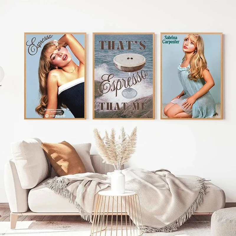 Singer Sabrina Carpenter Espresso Music Album Emails I Can\'t Send Tour Canvas Poster Wall Art Pictures Home Dorm Decor Gift