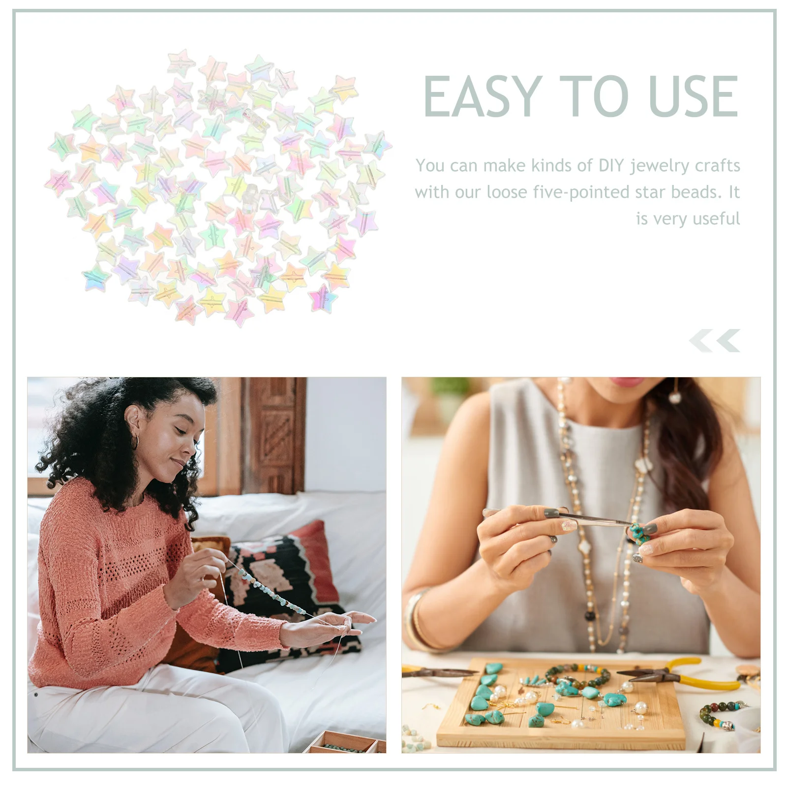 300pcs Five-Pointed Craft For Crafting Jewelry Making Diy Bracelet Tiny Beads For Jewelry Making Crafts Bulk Loose Beads