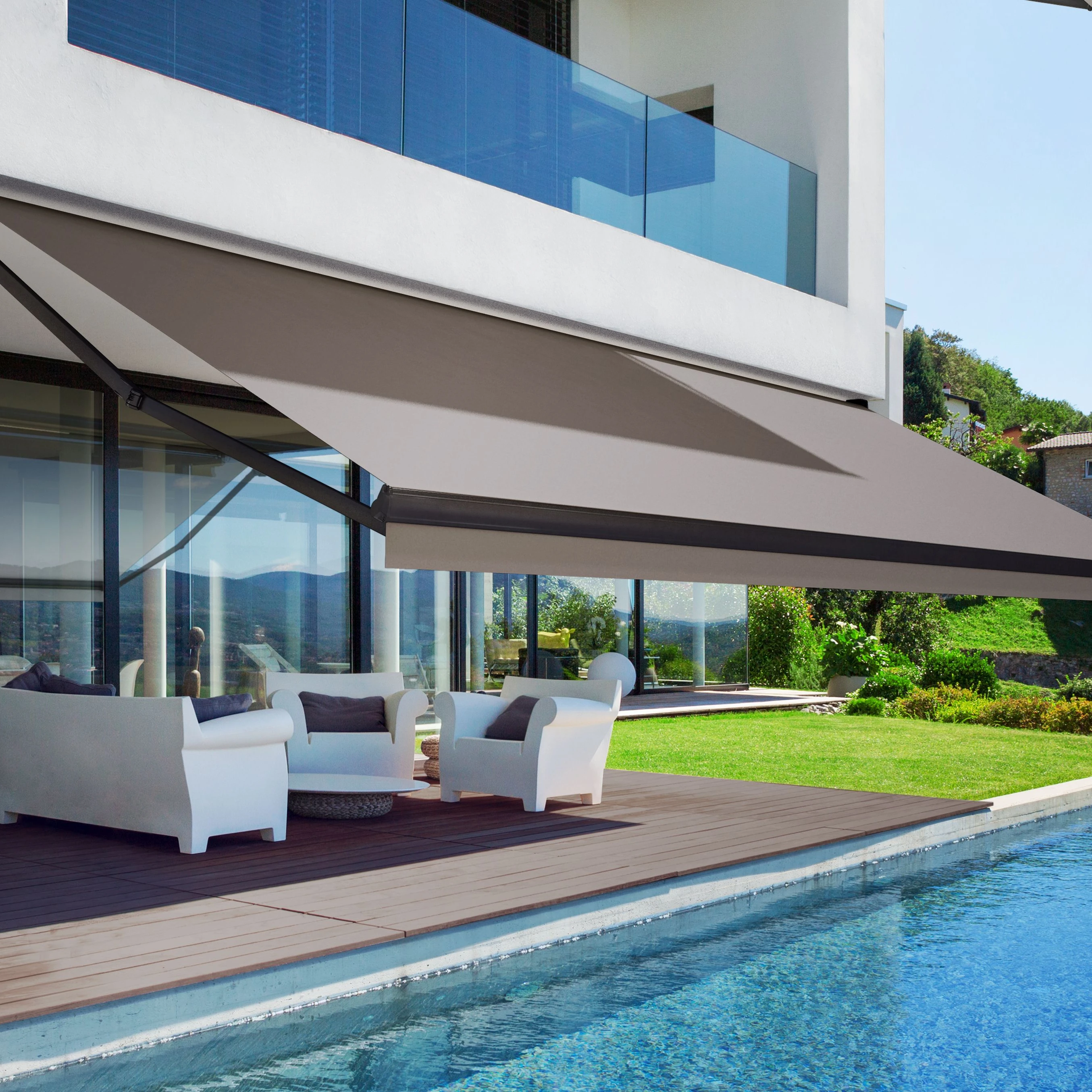 Customize Size Remote Control Full Cassette Awning Outdoor Motorized Retractable Patio  Customization