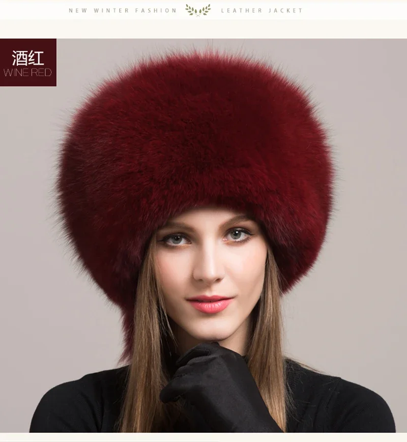 Winter Damen Echtpelz-Mütze Natürliche Modische Fuchspelz-Hüte Kopfbedeckung Russische Outdoor-Kappe Damen Verdickte Warme Pelzmützen – Detail 20