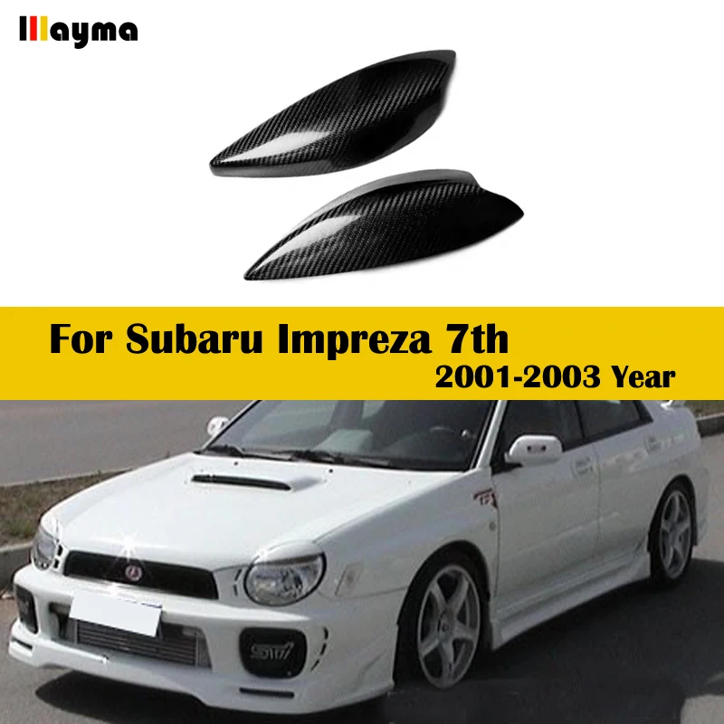 Carbon Fiber Headlight Eyebrows Cover For Subaru Impreza 7th 2001 - 2003 Fiber Glass FRP Matt Black Primer Front Lamp Eyelid Cap