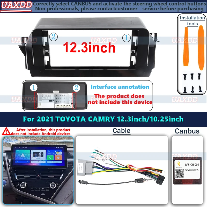 

12.3 inch Car Fascia Frame For TOYOTA CAMRY 2021 Framec Cable Android Dash Panel video harness adapter player multimedia 2 Din