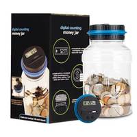 1PC Electronic Piggy Bank Counter Coin - Digital LCD Counting Coin, Money Saving Box Jar, Coins Storage Box For USD EURO