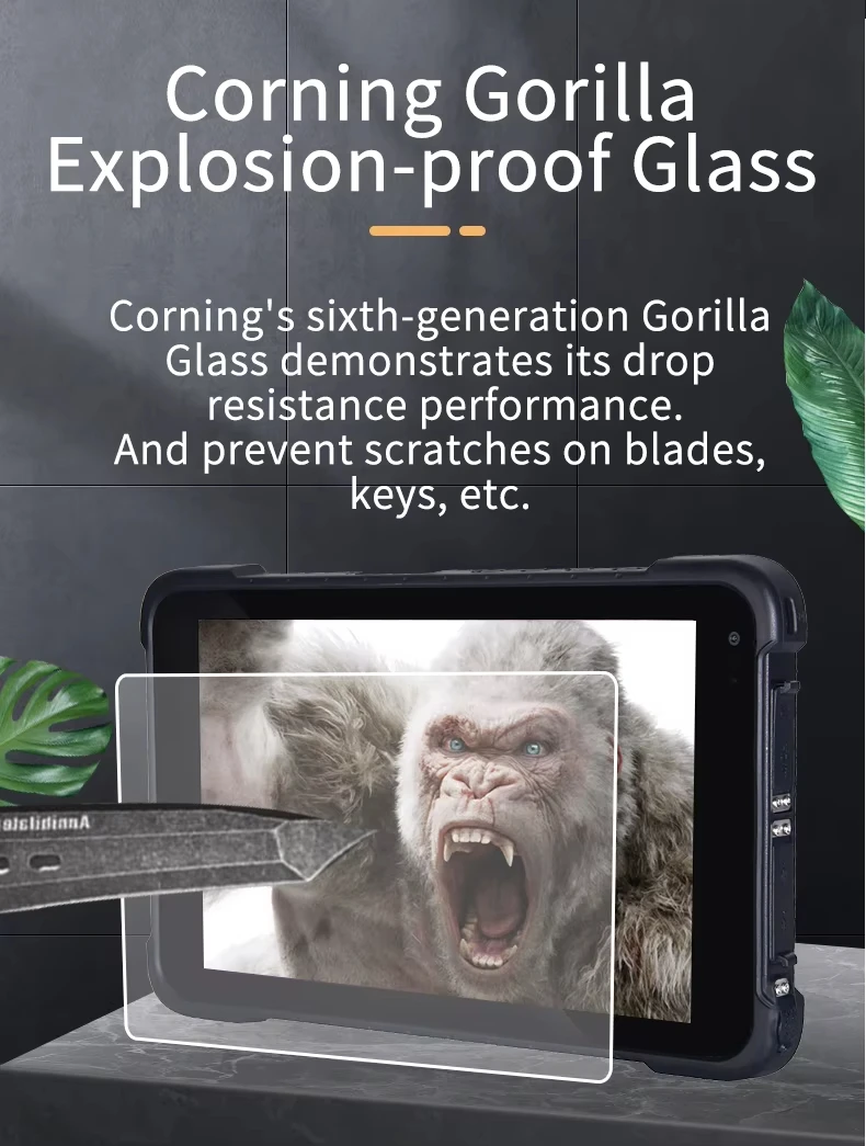 IP68 à prova d'água 8" Android 11 Tablet robusto 64GB 4G LTE NFC GPS Tablet PC industrial com scanner 2D