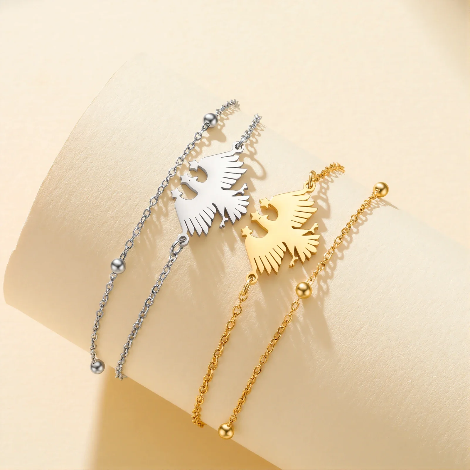 Cazador Syria Eagle Hawk Pendant Double Chains Women's Hand Bracelet Stainless Steel Syrian Flag Emblem Jewelry Gift 2026 New