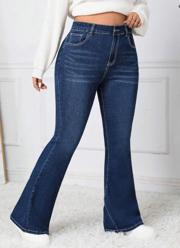 2024 Spring New Women\'s High Waist Boot Cut Jeans Fashion Slim Fit Stretch Butterfly Embroidered Flare Jeans Skinny Trousers