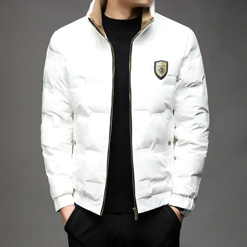 Men's Stand Collar Down Jacket Shiny Wash-Free White Duck Down Warm Jacket Short Fashion Coat New Clothes